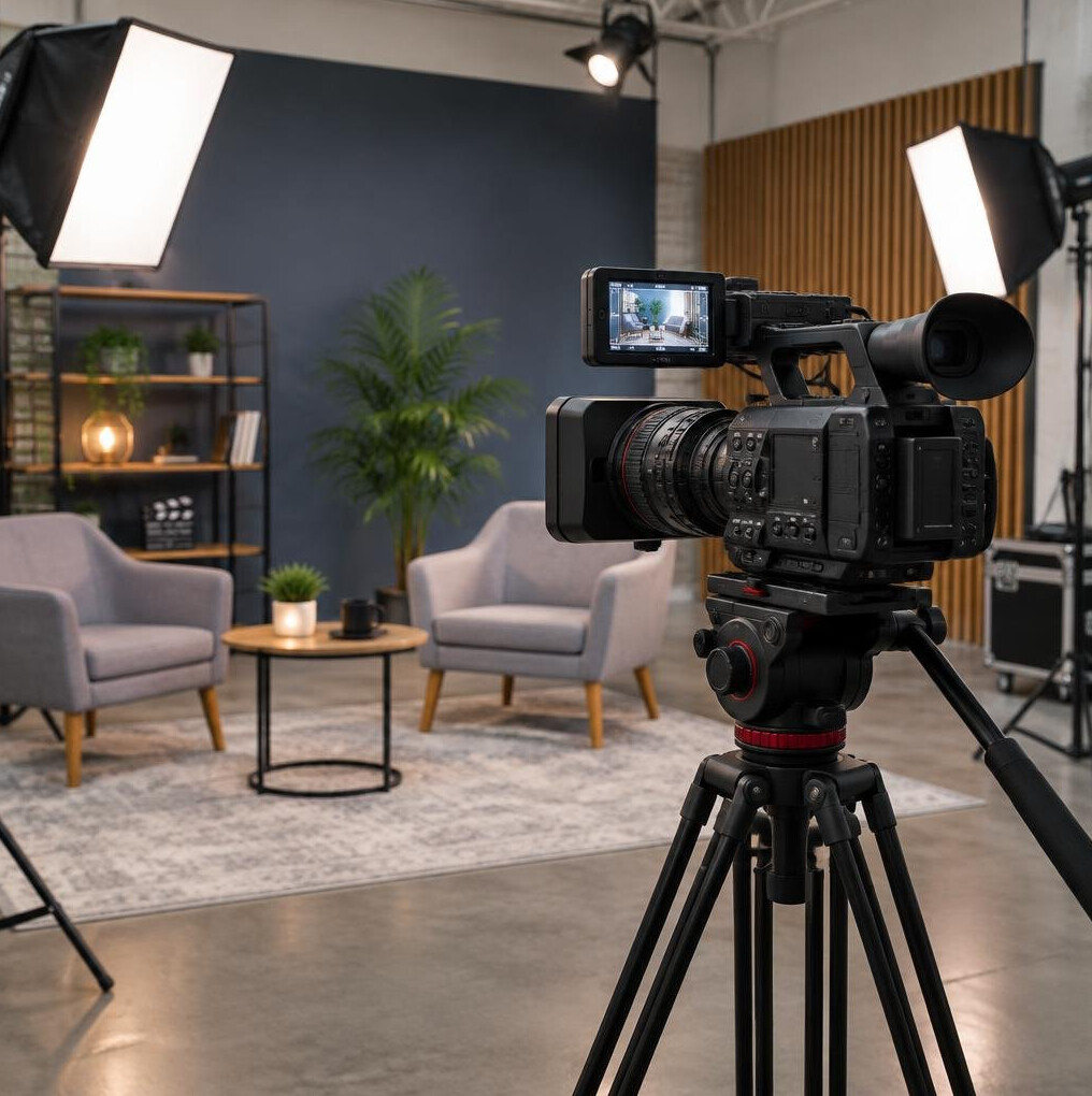 Video camera and film equipment on a production set