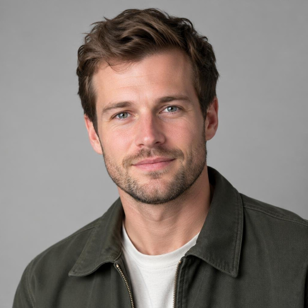 Portrait of a young man with light stubble